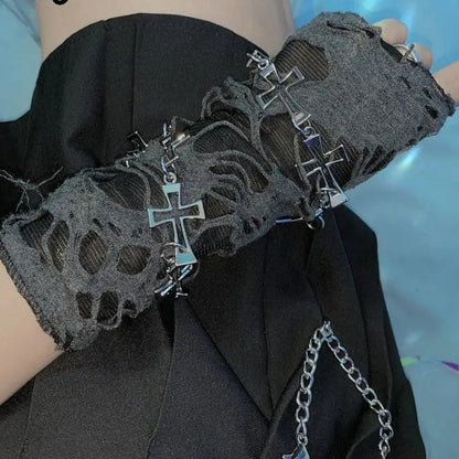 'Freaks' Ripped Double Layers  Gloves - AlielNosirrah