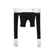 Load image into Gallery viewer, &#39;Frosting&#39; Black &amp; White Fluffy Crop Top AlielNosirrah
