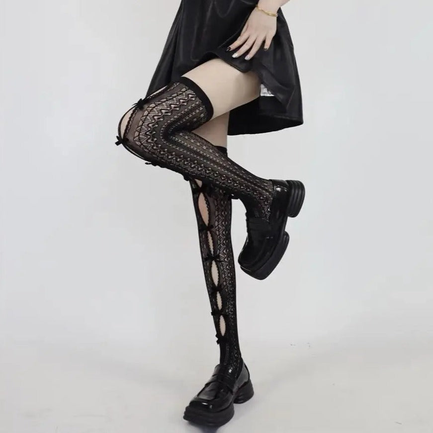 'Fruit Tart' Bow-tie Fishnet Long Tights AlielNosirrah