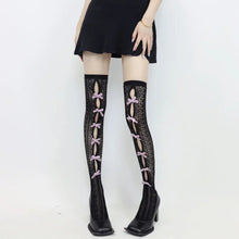 Load image into Gallery viewer, &#39;Fruit Tart&#39; Bow-tie Fishnet Long Tights AlielNosirrah
