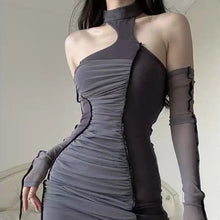 Load image into Gallery viewer, &#39;Galaxy&#39; Tech-wear Grey Patchwork Dress AlielNosirrah
