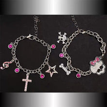 Load image into Gallery viewer, &#39;Glitter&#39; Pink Skull Kawaii Goth Bracelets
