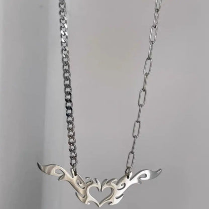 'Goth bb' Heart & Wings Shape Necklace AlielNosirrah