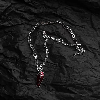 'Grave' Cross Coffin Dark Goth Necklace - AlielNosirrah