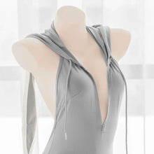 Load image into Gallery viewer, &#39;Grey Rabbit&#39; Kawaii Zip Up Hooded Bodysuit AlielNosirrah
