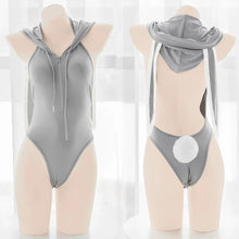 Load image into Gallery viewer, &#39;Grey Rabbit&#39; Kawaii Zip Up Hooded Bodysuit AlielNosirrah
