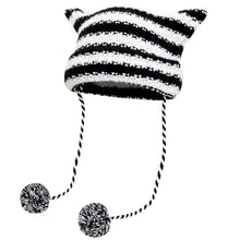 Load image into Gallery viewer, &#39;Grunge Cat&#39; Kawaii Knitted Striped Cat Ear Hat AlielNosirrah
