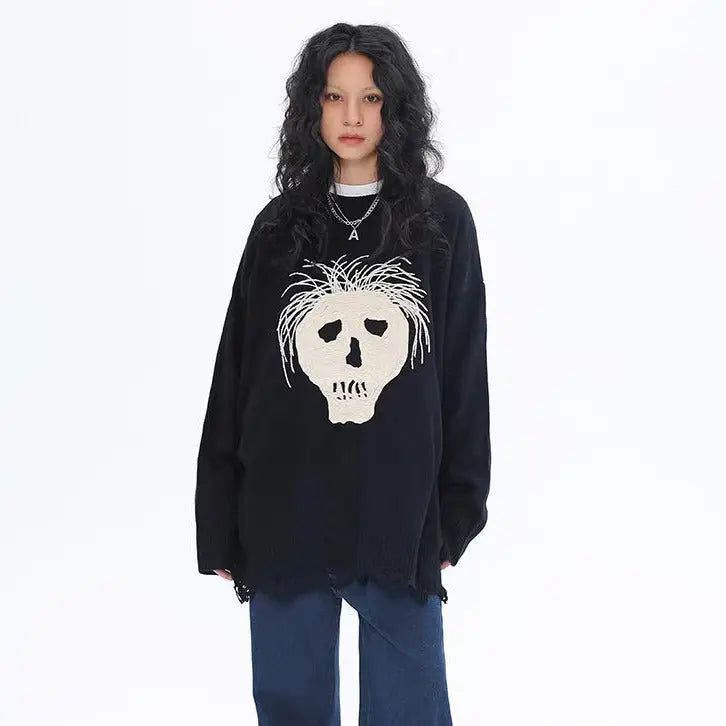 'Hair Loss' Emo Oversized Unisex Dark Sweater AlielNosirrah