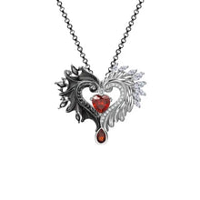Load image into Gallery viewer, &#39;Half Breeds&#39; Black and White Wings Heart Necklace AlielNosirrah
