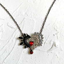 Load image into Gallery viewer, &#39;Half Breeds&#39; Black and White Wings Heart Necklace AlielNosirrah
