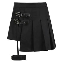 Load image into Gallery viewer, &#39;Hard Candy&#39; Buckle Asymmetrical  Pleated Skirt AlielNosirrah
