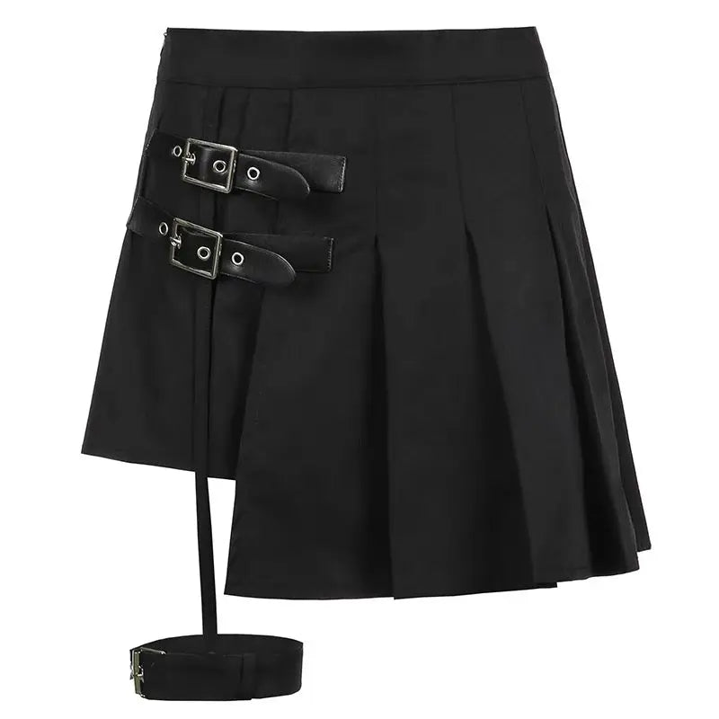 'Hard Candy' Buckle Asymmetrical  Pleated Skirt AlielNosirrah