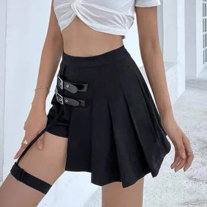 'Hard Candy' Buckle Asymmetrical  Pleated Skirt AlielNosirrah