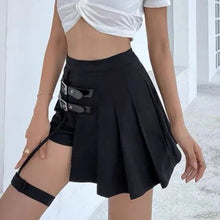 Load image into Gallery viewer, &#39;Hard Candy&#39; Buckle Asymmetrical  Pleated Skirt AlielNosirrah
