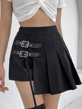 Load image into Gallery viewer, &#39;Hard Candy&#39; Buckle Asymmetrical  Pleated Skirt AlielNosirrah
