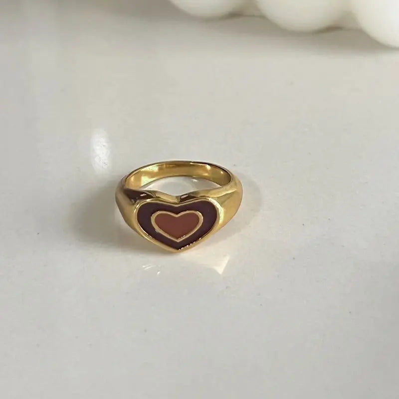 'Heart Stamp' Y2K Heart Shape Rings AlielNosirrah
