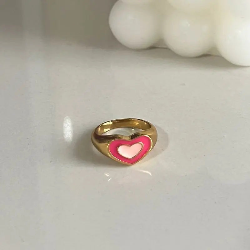 'Heart Stamp' Y2K Heart Shape Rings AlielNosirrah