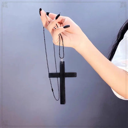 'Holy' Dark Goth Big Cross Necklace - AlielNosirrah