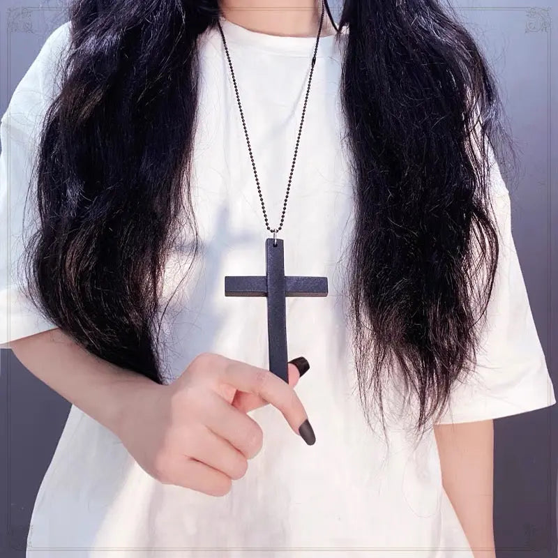 'Holy' Dark Goth Big Cross Necklace - AlielNosirrah
