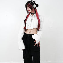 Load image into Gallery viewer, &#39;Holyland&#39;  Dark Long Sleeves Irregular Crop Top AlielNosirrah
