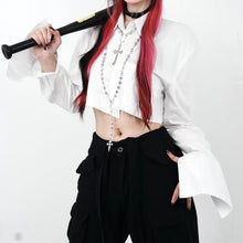 Load image into Gallery viewer, &#39;Holyland&#39;  Dark Long Sleeves Irregular Crop Top AlielNosirrah
