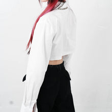 Load image into Gallery viewer, &#39;Holyland&#39;  Dark Long Sleeves Irregular Crop Top AlielNosirrah
