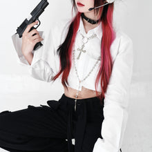 Load image into Gallery viewer, &#39;Holyland&#39;  Dark Long Sleeves Irregular Crop Top AlielNosirrah
