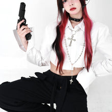 Load image into Gallery viewer, &#39;Holyland&#39;  Dark Long Sleeves Irregular Crop Top AlielNosirrah

