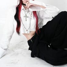 Load image into Gallery viewer, &#39;Holyland&#39;  Dark Long Sleeves Irregular Crop Top AlielNosirrah
