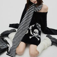 Load image into Gallery viewer, &#39;Horror House&#39; Dark Skull Scarf Striped Sweater AlielNosirrah
