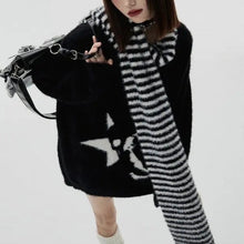 Load image into Gallery viewer, &#39;Horror House&#39; Dark Skull Scarf Striped Sweater AlielNosirrah

