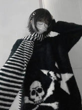 Load image into Gallery viewer, &#39;Horror House&#39; Dark Skull Scarf Striped Sweater AlielNosirrah

