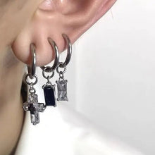 Load image into Gallery viewer, &#39;Ice Cubes&#39; Unisex Zircon Cross Earrings Set AlielNosirrah
