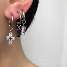 Load image into Gallery viewer, &#39;Ice Cubes&#39; Unisex Zircon Cross Earrings Set AlielNosirrah
