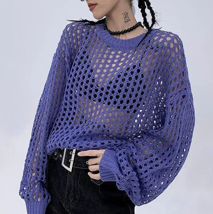 'Indigo' Multi-Color Hollow Out Sweater AlielNosirrah