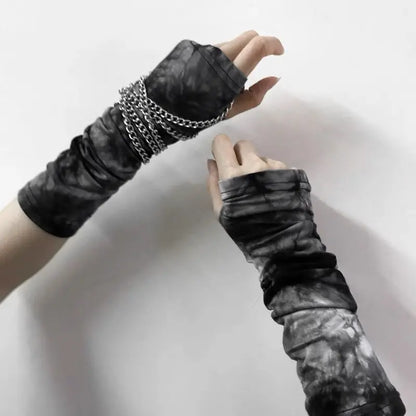 'Ink' Tie-dye Wasteland Punk Gloves AlielNosirrah