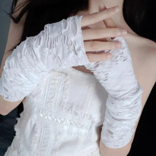 Load image into Gallery viewer, &#39;Innocence&#39; White Ripped Grunge Gloves AlielNosirrah
