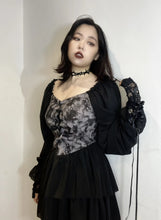 Load image into Gallery viewer, &#39;Into the Black&#39; Goth Chiffon Tie Dye Corset Dress AlielNosirrah
