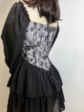 Load image into Gallery viewer, &#39;Into the Black&#39; Goth Chiffon Tie Dye Corset Dress AlielNosirrah
