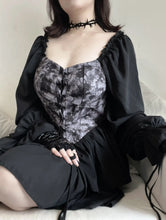 Load image into Gallery viewer, &#39;Into the Black&#39; Goth Chiffon Tie Dye Corset Dress AlielNosirrah
