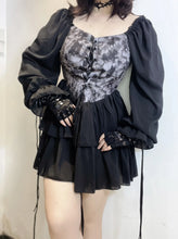 Load image into Gallery viewer, &#39;Into the Black&#39; Goth Chiffon Tie Dye Corset Dress AlielNosirrah
