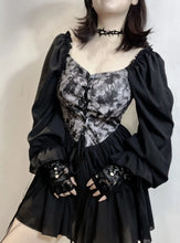 Load image into Gallery viewer, &#39;Into the Black&#39; Goth Chiffon Tie Dye Corset Dress AlielNosirrah
