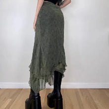 Load image into Gallery viewer, &#39;Jade&#39; Grunge Fairy Chiffon Midi Skirt AlielNosirrah

