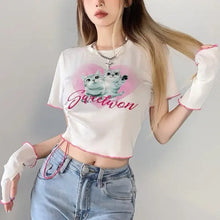 Load image into Gallery viewer, &#39;Kitten&#39; E-girl Cat Pattern Short Sleeves Top - AlielNosirrah
