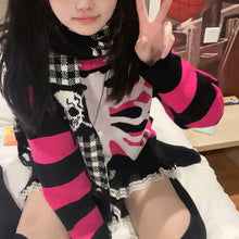 Load image into Gallery viewer, &#39;Lich&#39; Punk y2k Harajuku knitted skull scarf AlielNosirrah
