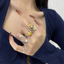 Load image into Gallery viewer, &#39;Lighthouse&#39; Future Y2k Yellow Set Rings AlielNosirrah
