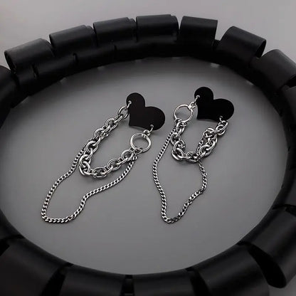 'Lover' Heart Chains Grunge Earrings - AlielNosirrah