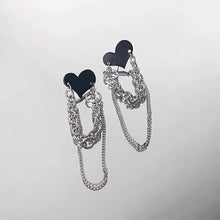 Load image into Gallery viewer, &#39;Lover&#39; Heart Chains Grunge Earrings - AlielNosirrah
