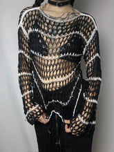 Load image into Gallery viewer, &#39;Lust&#39; Black &amp; White Ripped Goth Sweater AlielNosirrah
