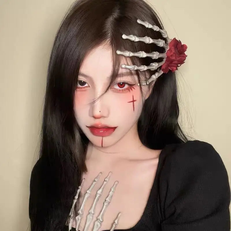 Lycoris' Flower Skull Hand Hair Pins AlielNosirrah